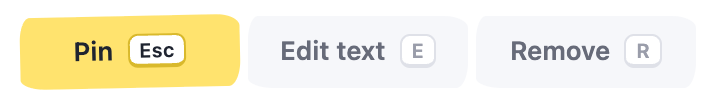 The Pin, Edit text and Remove tools, with Pin active and showing Esc.